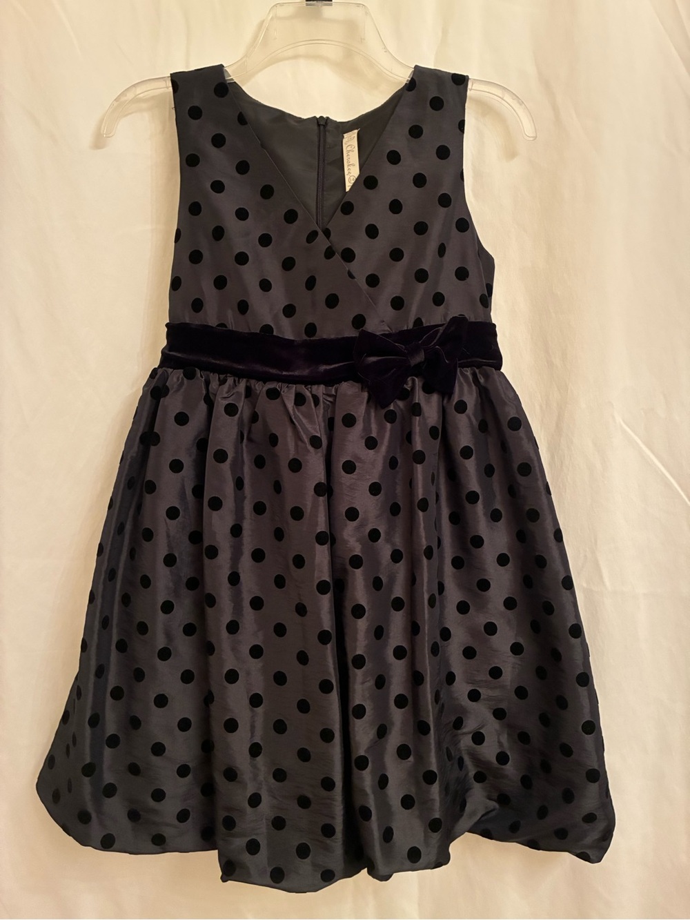 Cherokee Black Polka Dot Velvet Waist Party Dress